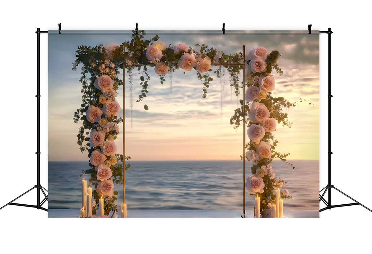 Toile de fond de Plage Été Arche Florale Coucher de Soleil CSH5-109