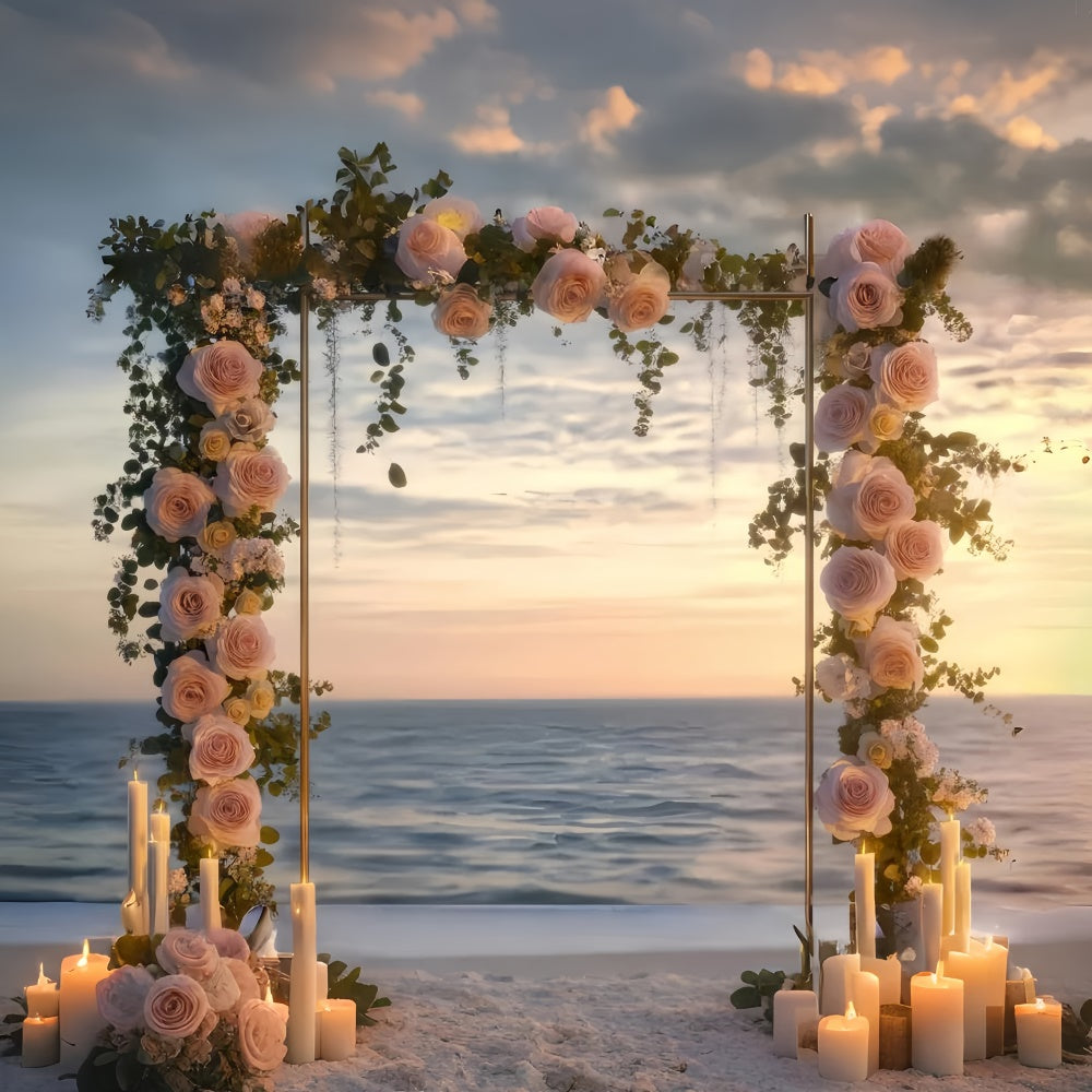 Toile de fond de Plage Été Arche Florale Coucher de Soleil CSH5-109