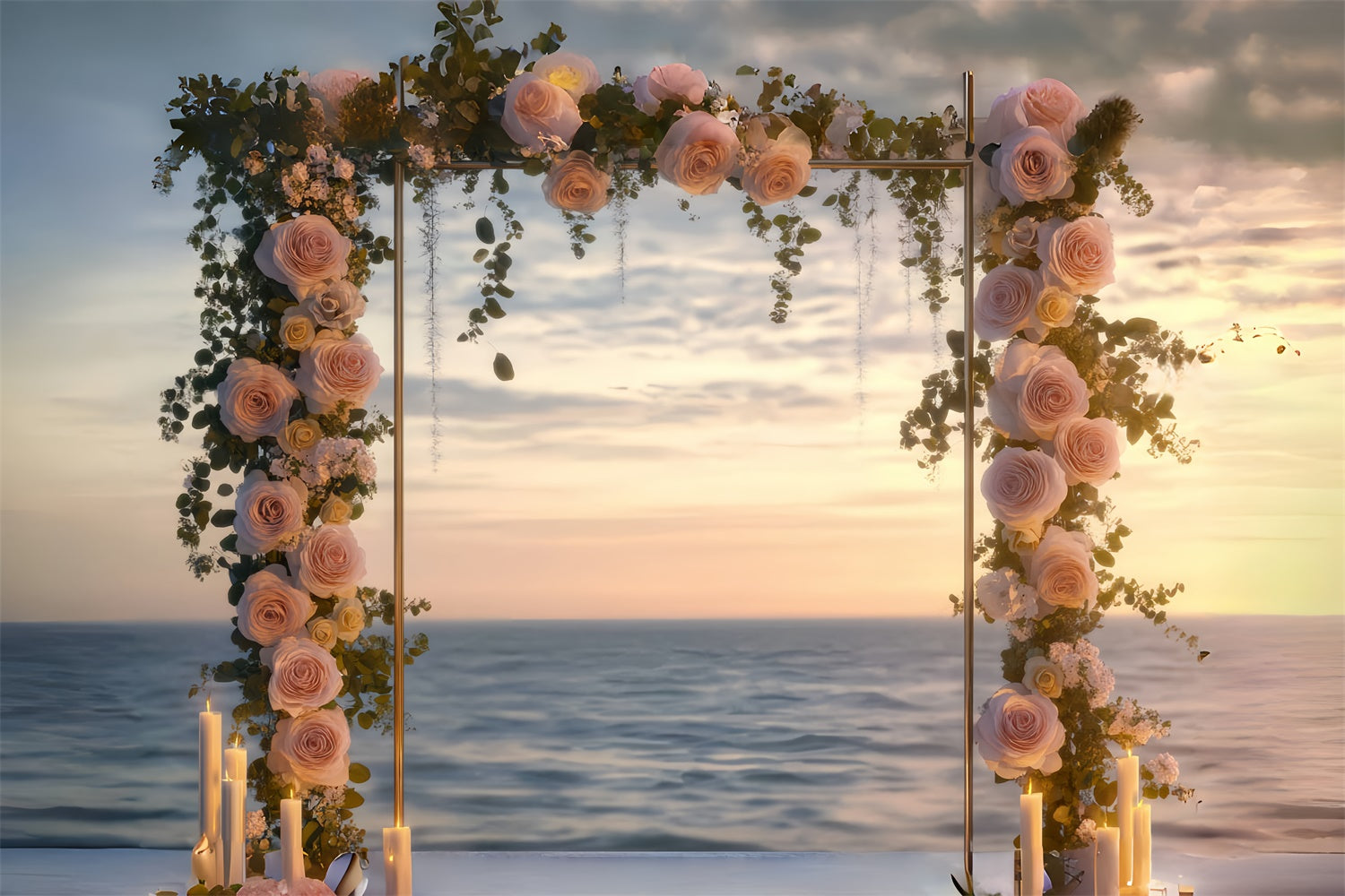 Toile de fond de Plage Été Arche Florale Coucher de Soleil CSH5-109