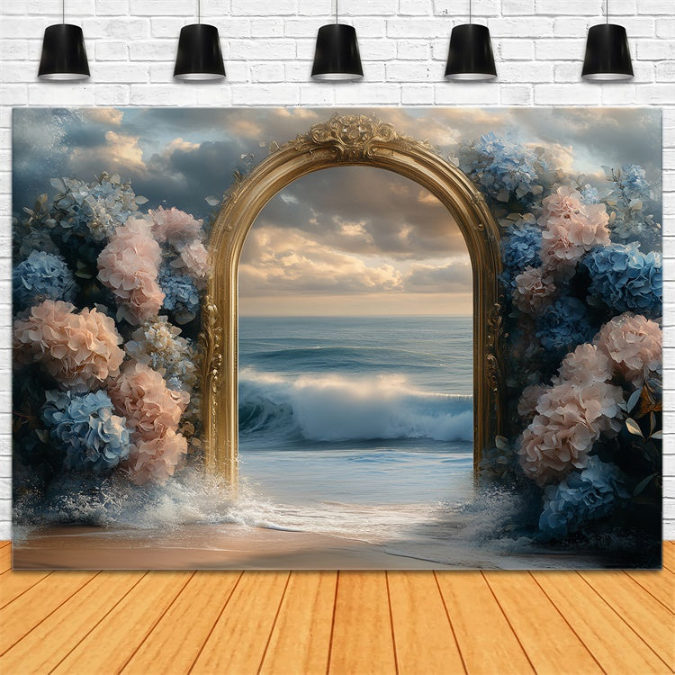 Toile de fond de Plage Été Rêve Hortensia Mer CSH5-110