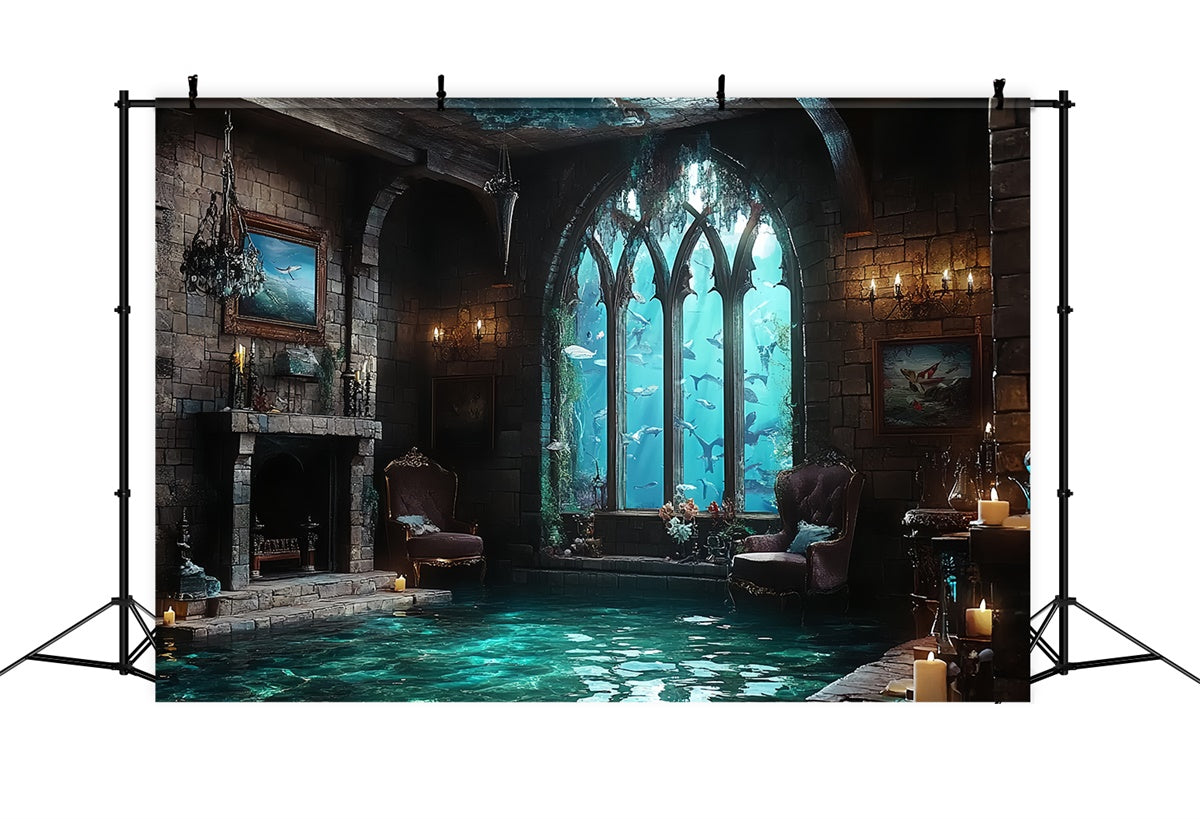 Toile de fond Sous-Marine Château Gothique Marin Été CSH5-114