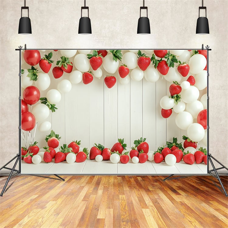 Toile de fond Fraises Arche Ballons Été CSH5-124