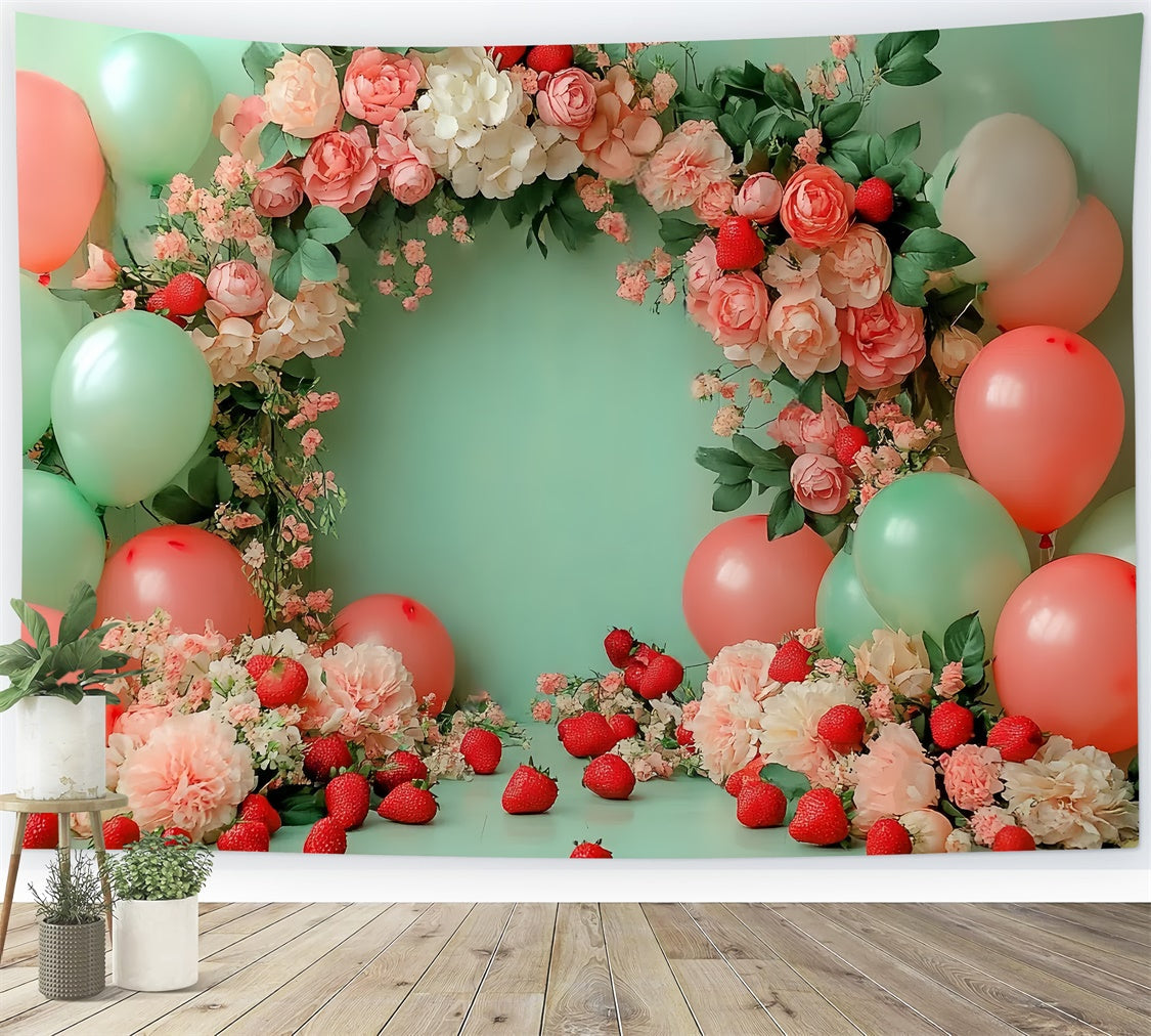 Toile de fond Fraises Ballons Floraux Été CSH5-127