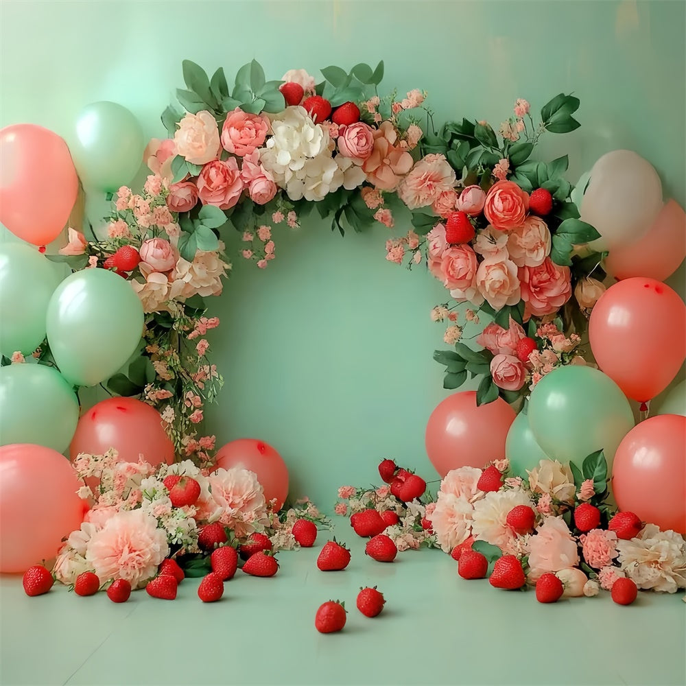 Toile de fond Fraises Ballons Floraux Été CSH5-127