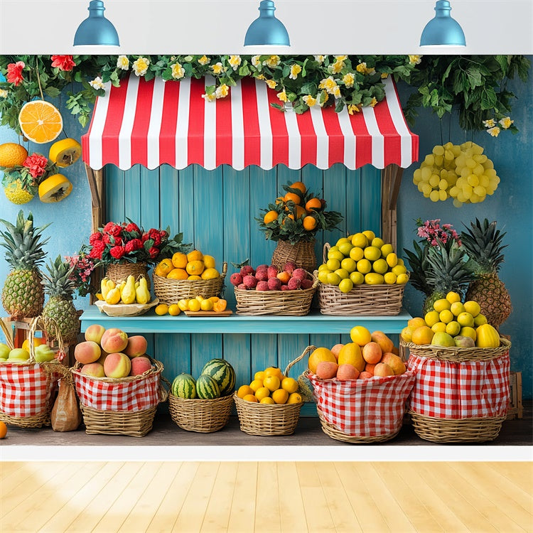 Toile de fond Été Étals Marché Fruits Colorés CSH5-129