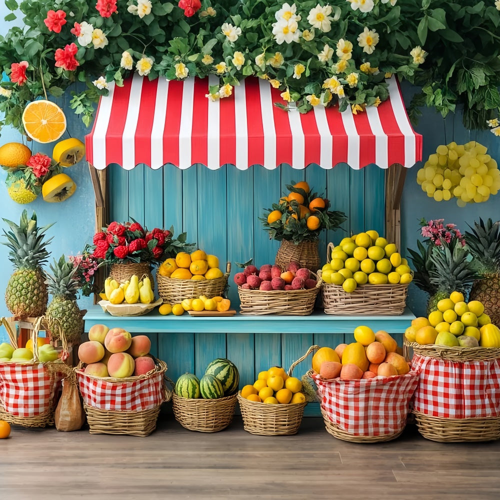 Toile de fond Été Étals Marché Fruits Colorés CSH5-129