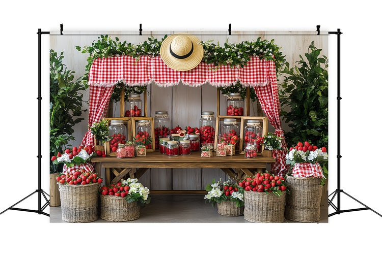 Toile de fond Fraises Stand Marché Fraises Été CSH5-130