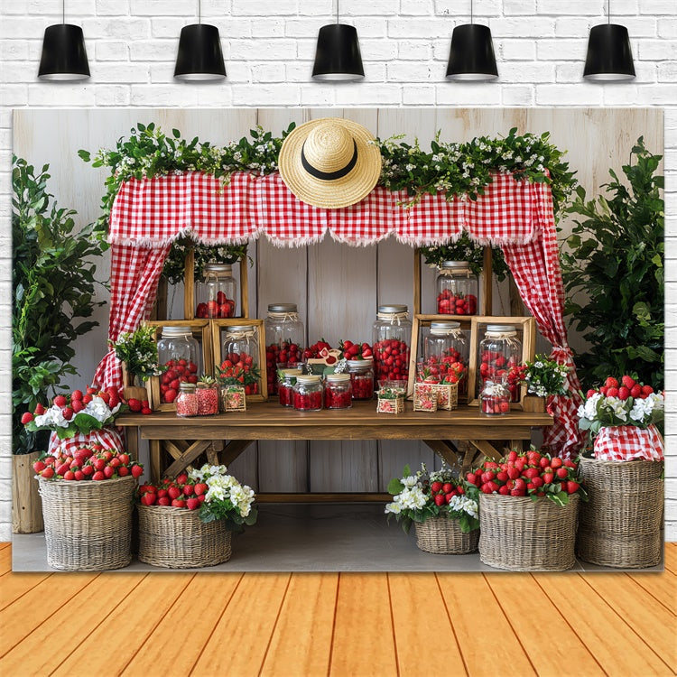 Toile de fond Fraises Stand Marché Fraises Été CSH5-130