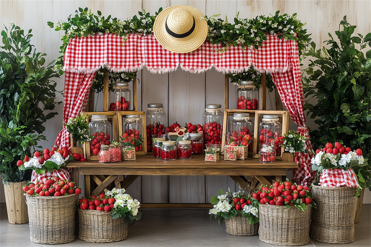 Toile de fond Fraises Stand Marché Fraises Été CSH5-130