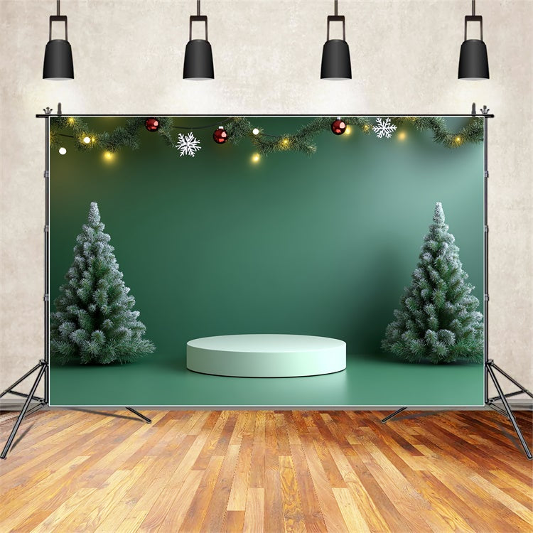 Toile de fond Scène de Noël Mur Vert Décor Sapin CSH5-148
