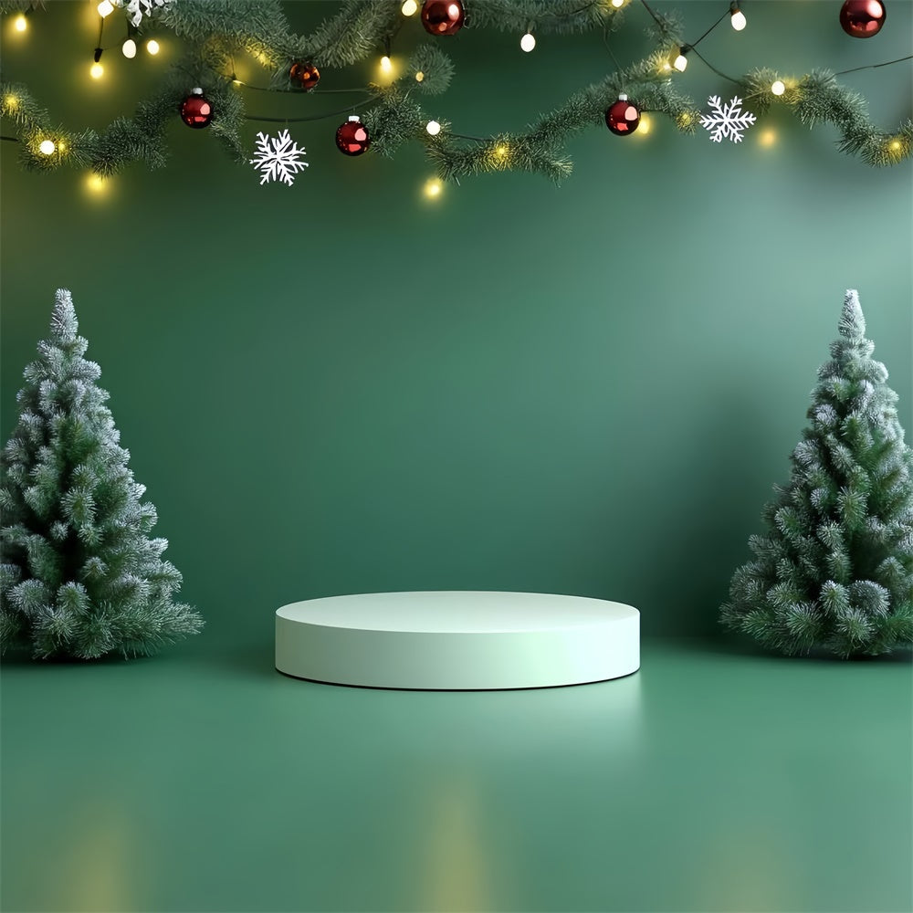 Toile de fond Scène de Noël Mur Vert Décor Sapin CSH5-148