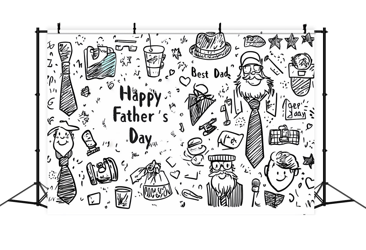 Toile de fond Fête des Pères Mignon Gribouillage Cravate Chapeau CSH5-16