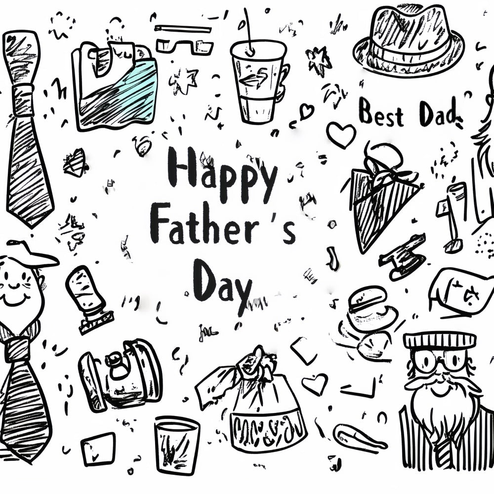 Toile de fond Fête des Pères Mignon Gribouillage Cravate Chapeau CSH5-16