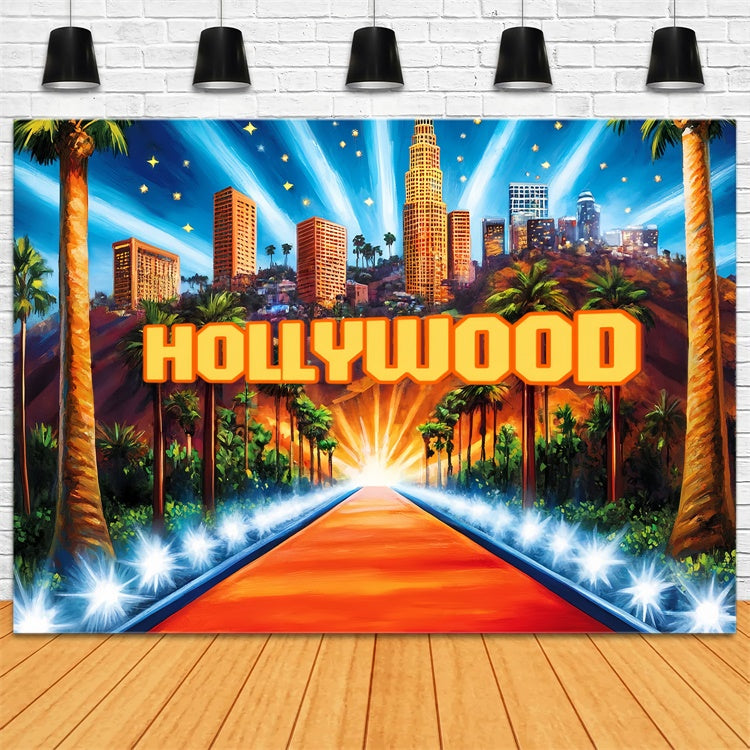 Toile de fond Hollywood Lumières Ville Tapis Rouge CSH5-164