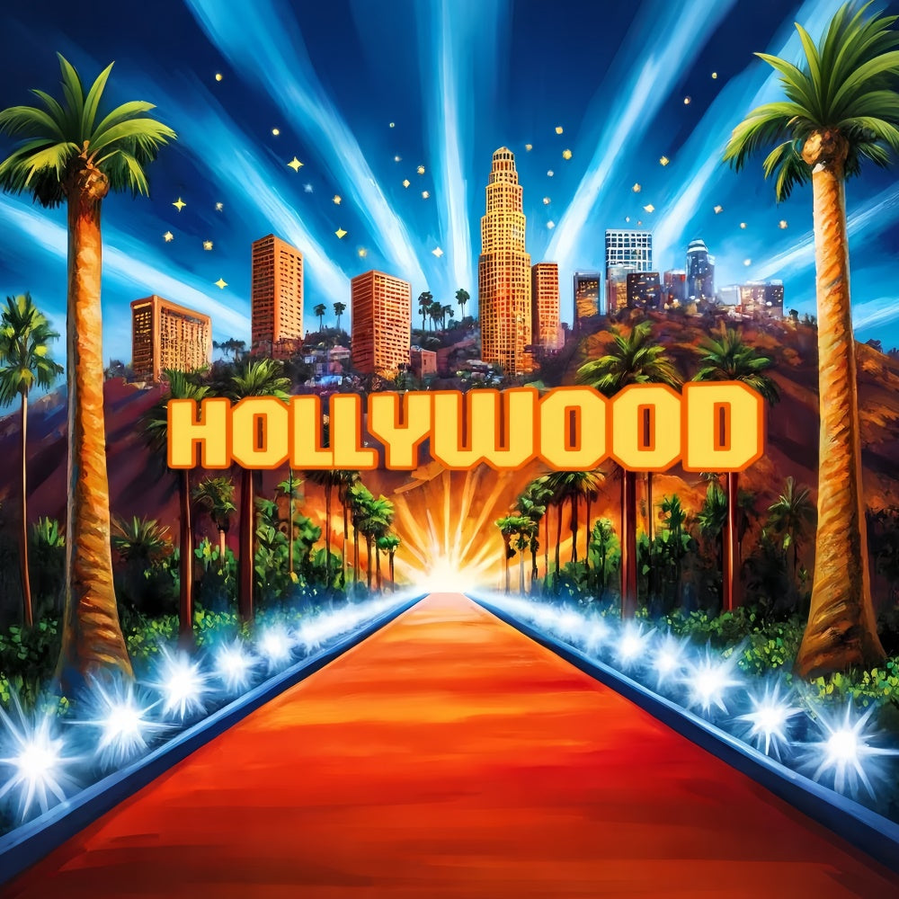 Toile de fond Hollywood Lumières Ville Tapis Rouge CSH5-164