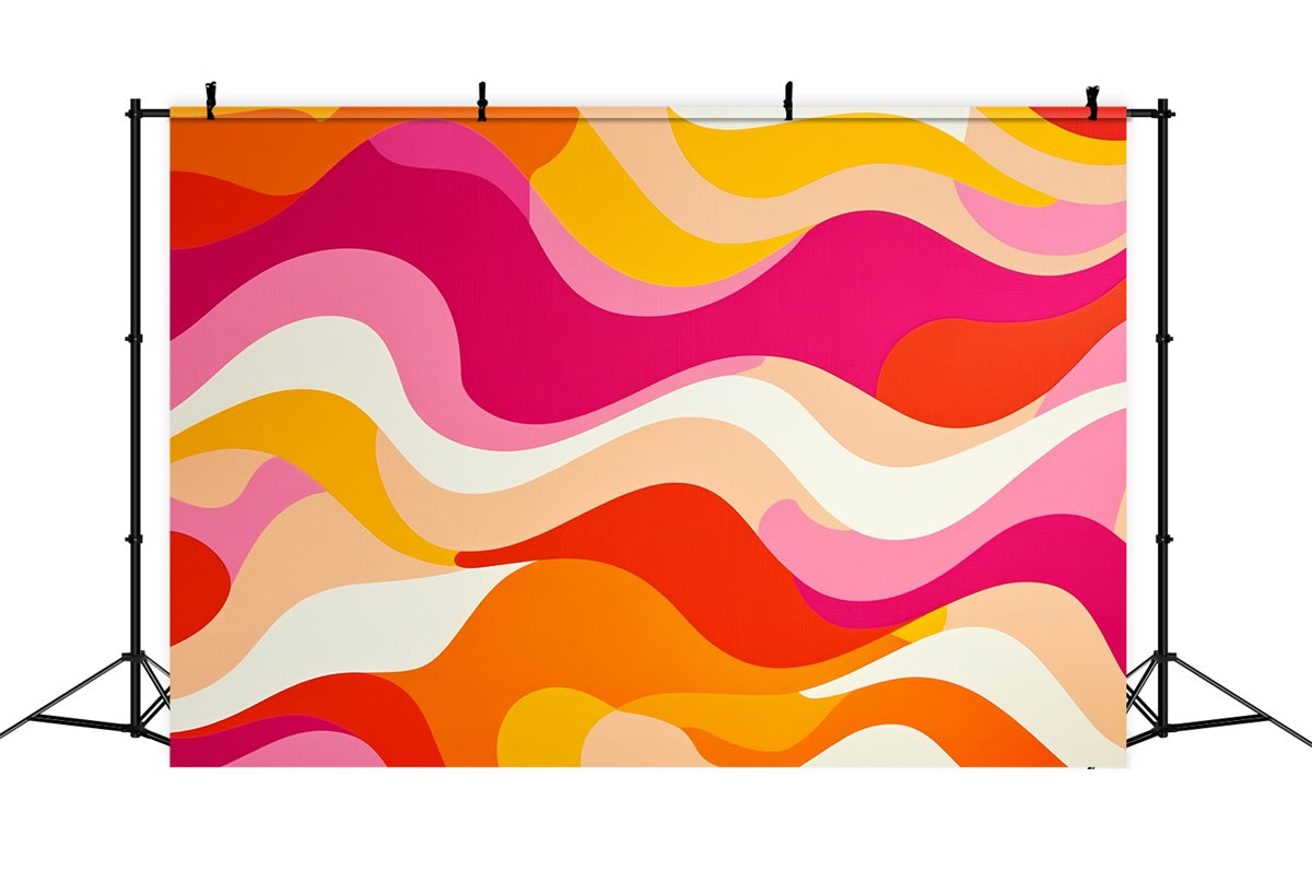 Toile de fond Années 70 Vague Rétro Rose Orange CSH5-173