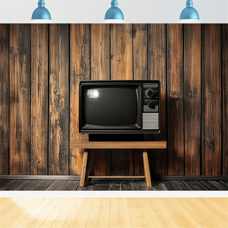 Toile de fond Années 70 Mur en Bois Télévision Vintage CSH5-177