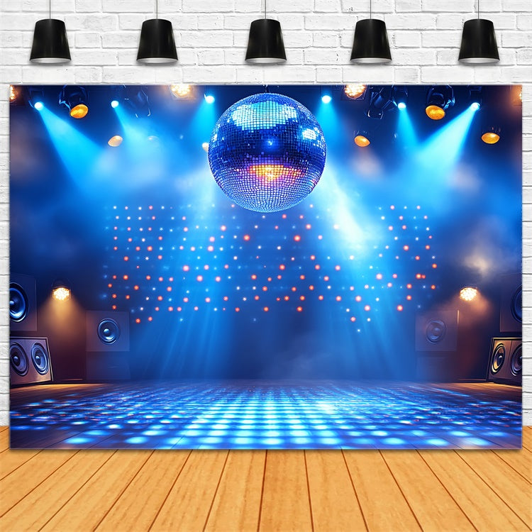 Toile de fond Années 80 Scène Boule Disco Bleue Rétro CSH5-186