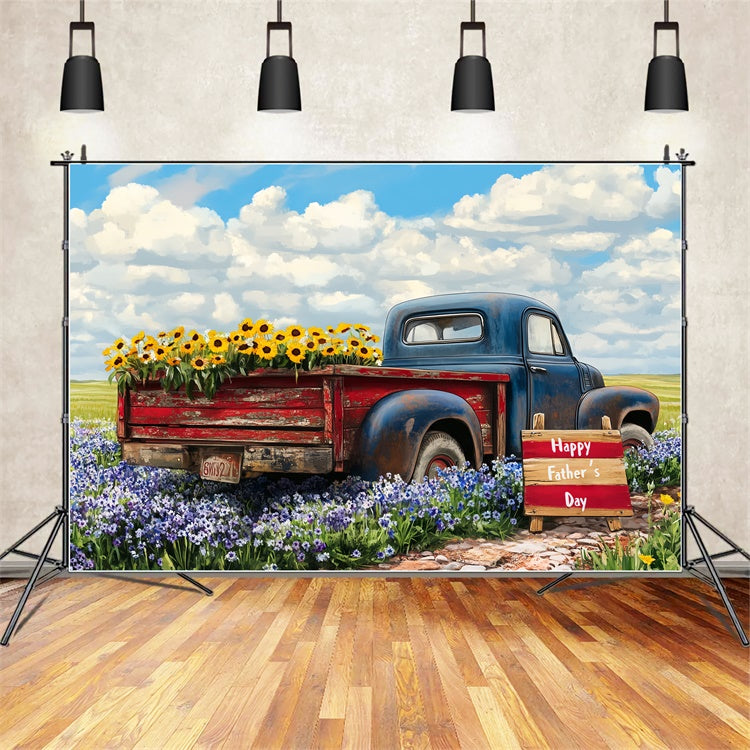 Toile de fond Fête des Pères Camion Rétro Fleur CSH5-24