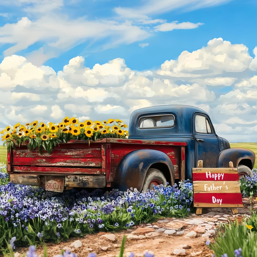 Toile de fond Fête des Pères Camion Rétro Fleur CSH5-24