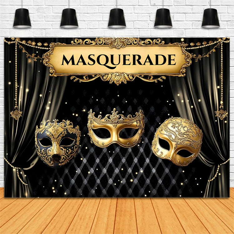 Toile de fond Mascarade Masque Élégant Rideau Noir CSH5-240