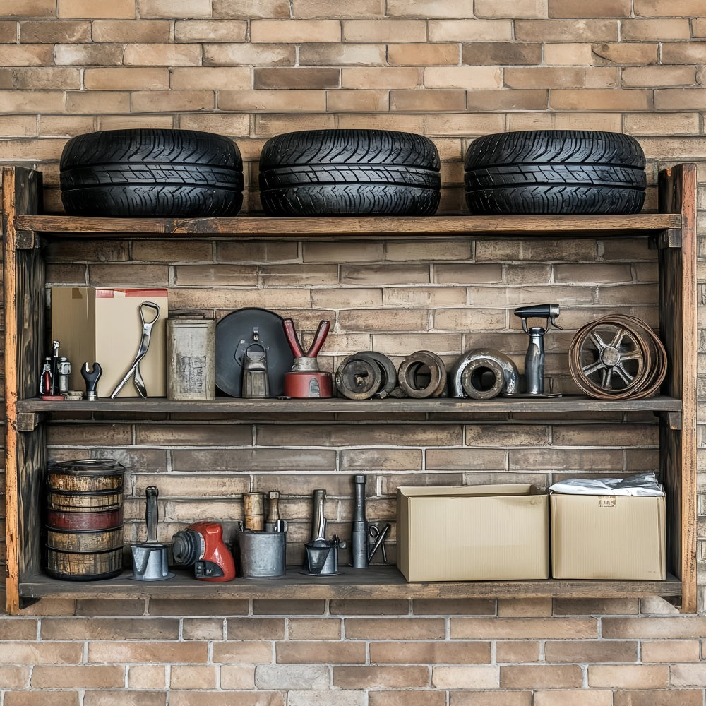 Toile de fond Bonne Fête des Pères Garage Outils Pneus CSH5-25