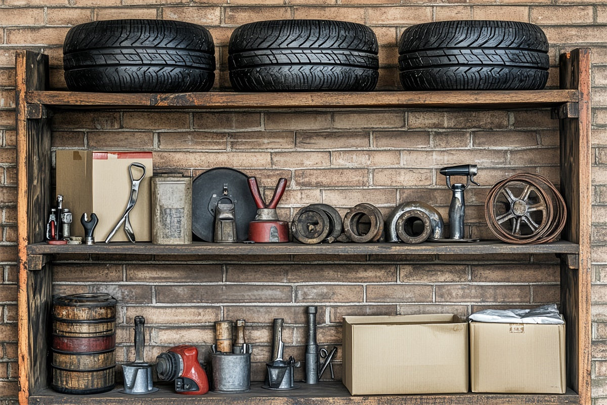 Toile de fond Bonne Fête des Pères Garage Outils Pneus CSH5-25