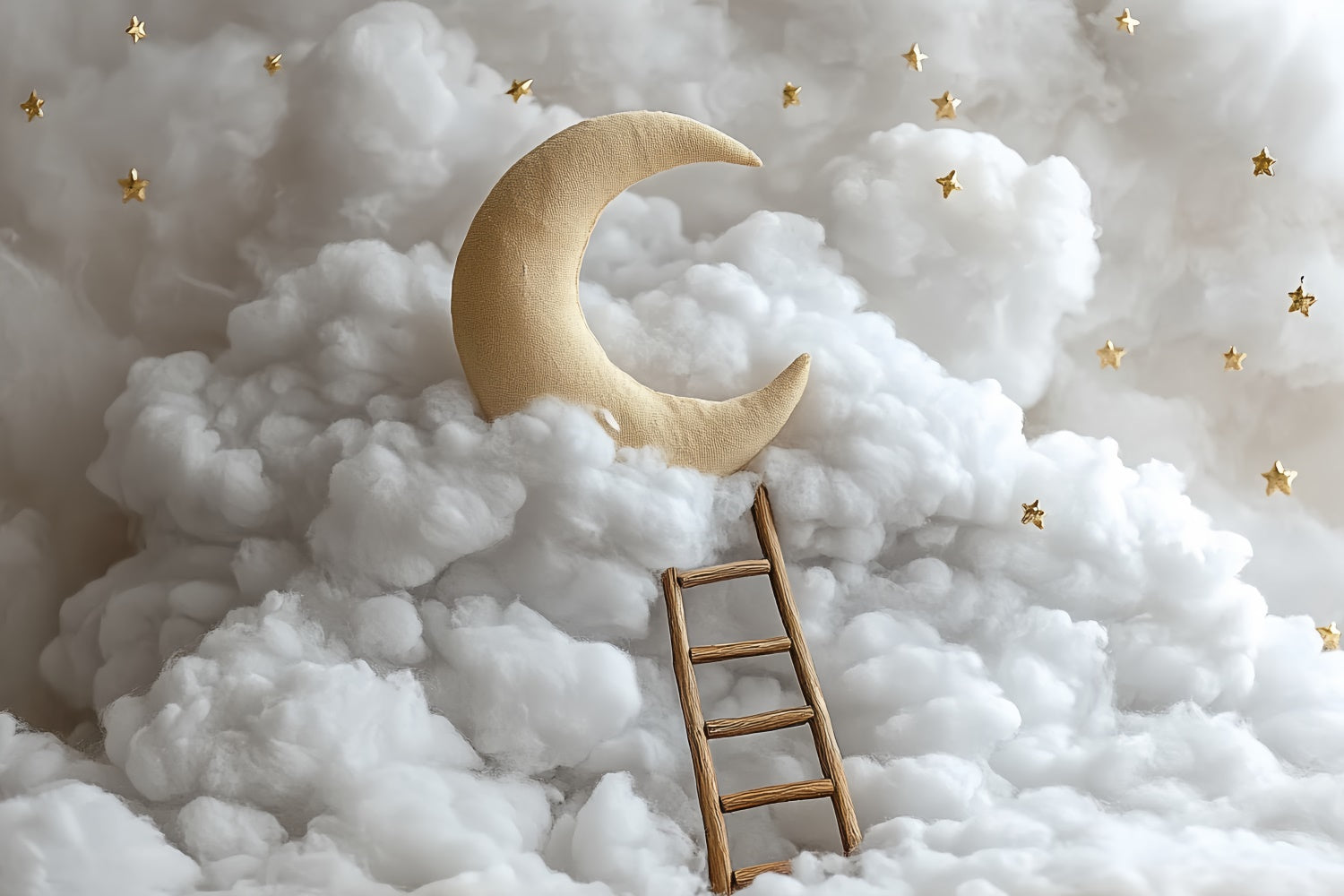 Toile de fond Lune et Étoiles Lune Dorée Escalade Nouveau-né CSH5-261