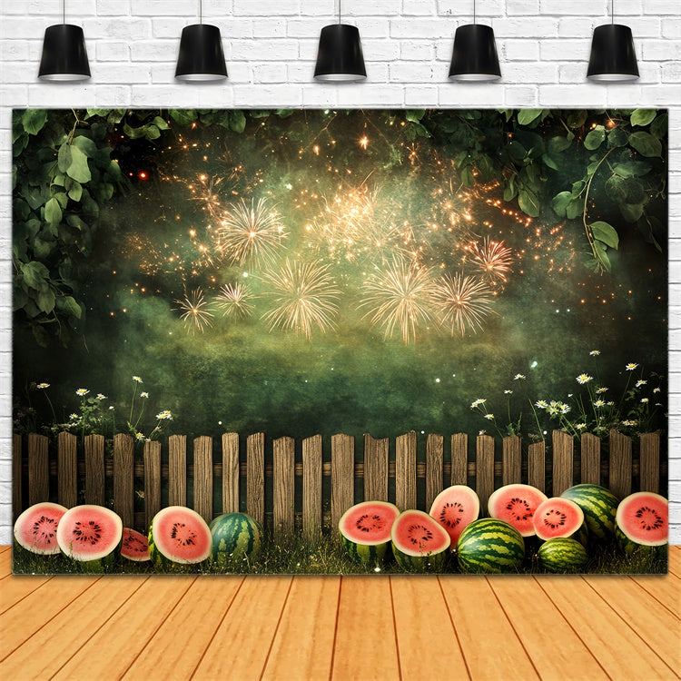 Toile de fond Feux d’Artifice Jardin Étincelant Pastèque Enfants CSH5-262