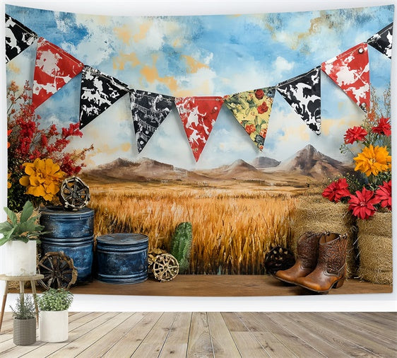 Toile de fond Western Cowboy Bébé Rodéo Rustique Enfants CSH5-263