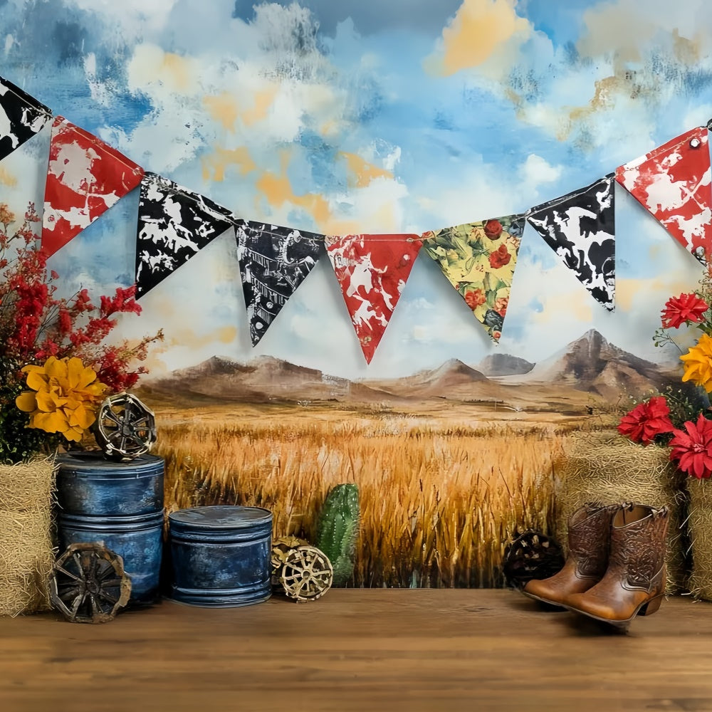 Toile de fond Western Cowboy Bébé Rodéo Rustique Enfants CSH5-263