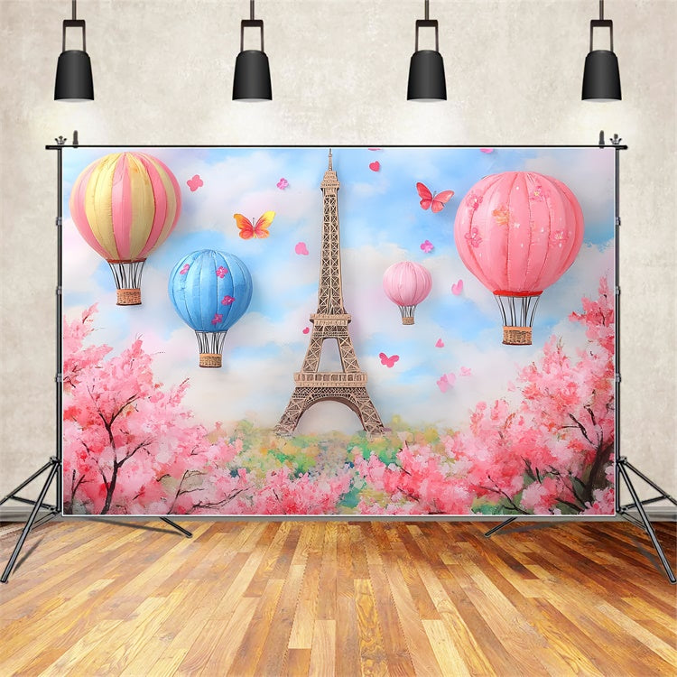Toile de fond Nouveau-né Balade en Ballon Paris CSH5-268