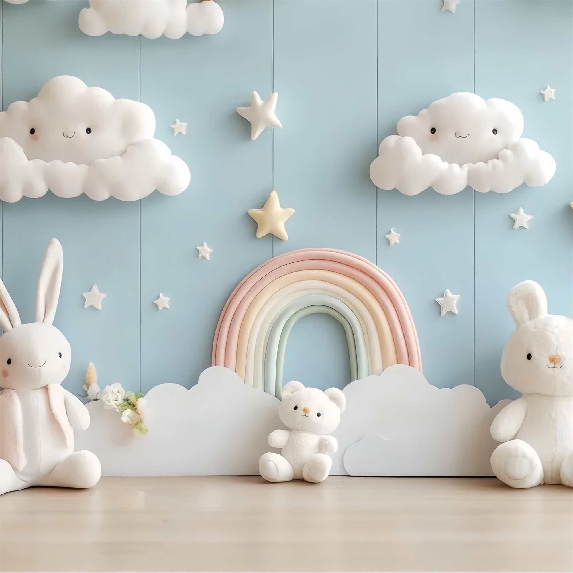 Toile de fond Photographie Nouveau-né Nuage Arc-en-Ciel Lapin CSH5-278