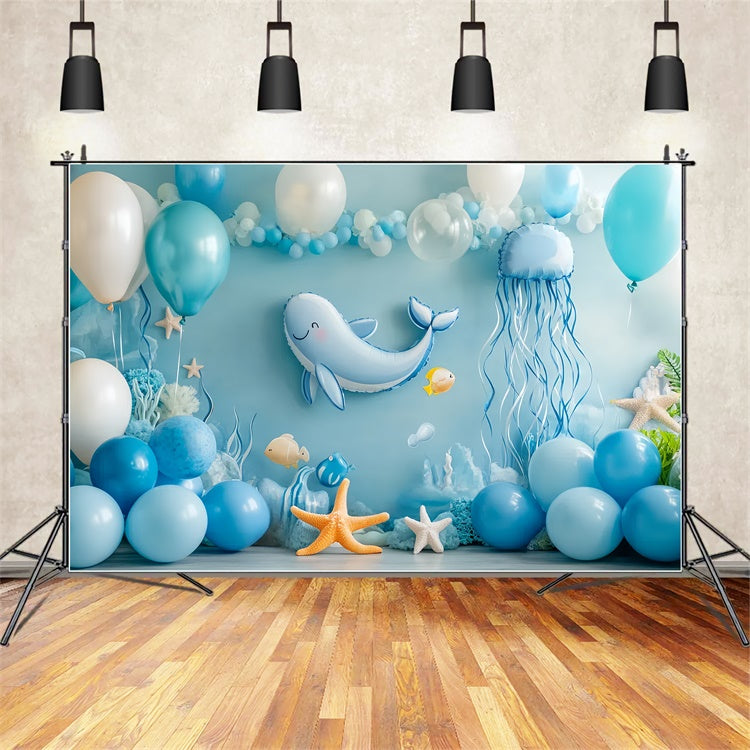 Toile de fond Nouveau-né Monde Marin Ballon Bleu CSH5-292