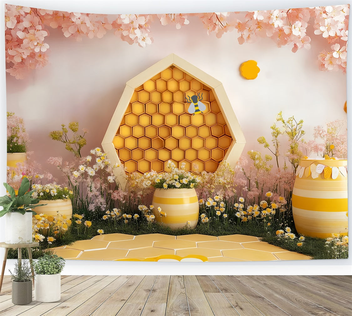 Toile de fond Enfants Jardin Fleur Marguerite Abeille CSH5-295
