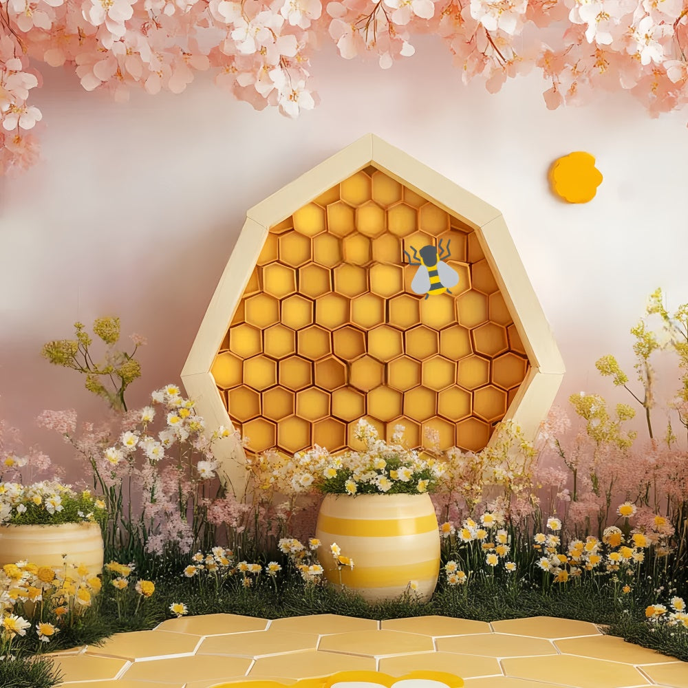 Toile de fond Enfants Jardin Fleur Marguerite Abeille CSH5-295
