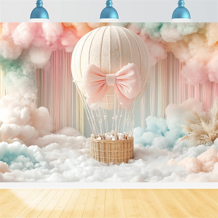 Toile de fond Nouveau-né Balade Ballon Nuage Rosé CSH5-297
