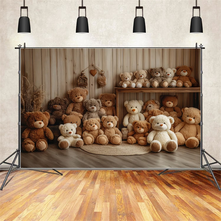 Toile de fond Photo Enfants Ours En Peluche Bois Mignon CSH5-300