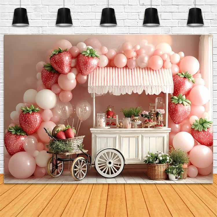 Toile de fond Fraise Chariot Bonbons Ballon Enfants CSH5-302