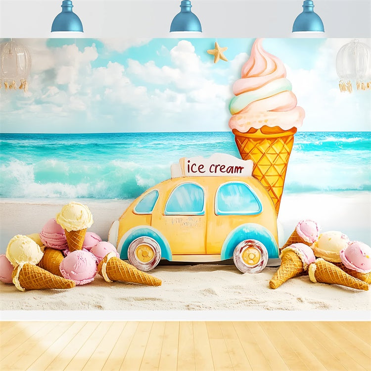 Toile de fond Plage Été Rêves Glace Enfants CSH5-305
