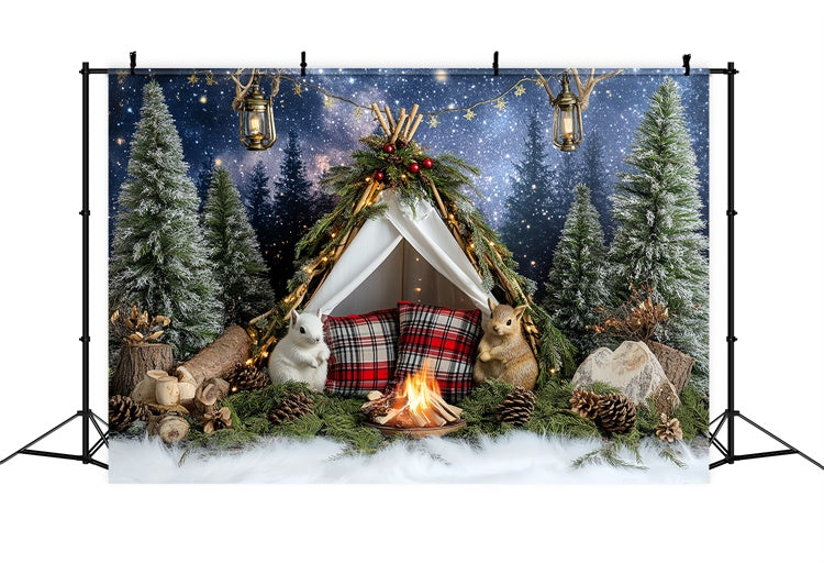 Toile de fond Noël Camp Forêt Étoilée Photo Enfants CSH5-306