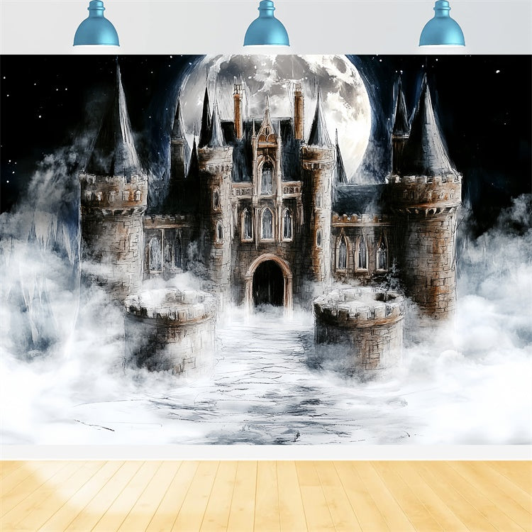 Toile de fond Château Château Brume Lune Enfants CSH5-309