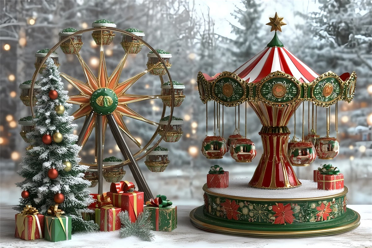 Toile de fond Noël Grande Roue Joie Enfants CSH5-317