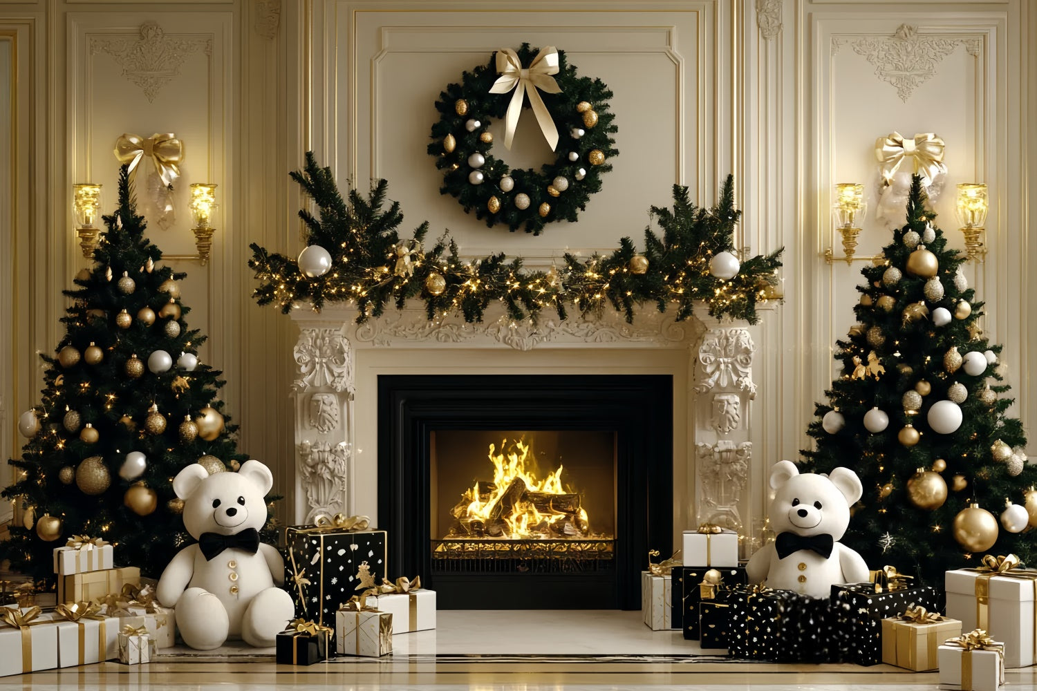 Toile de fond Noël Charme Ourson Confort Enfants CSH5-319