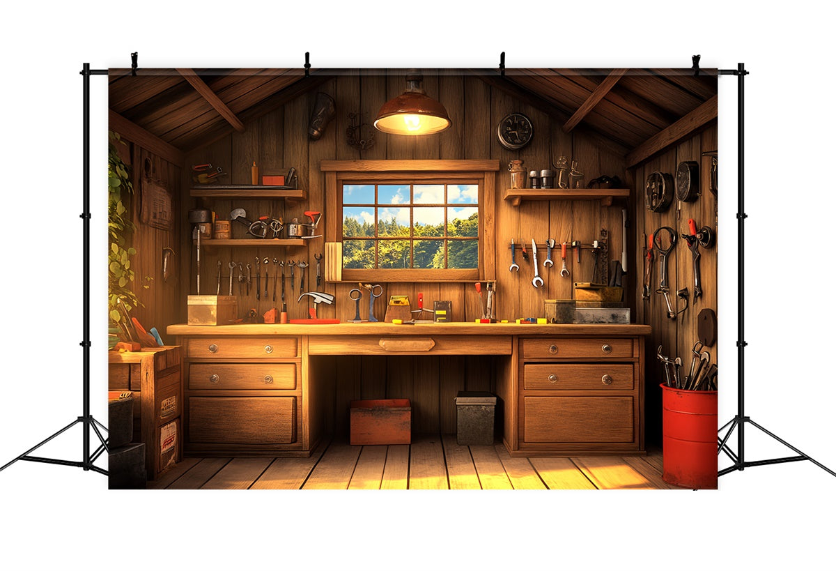 Toile de fond Fête des Pères Bois Ancien Atelier Outils CSH5-48