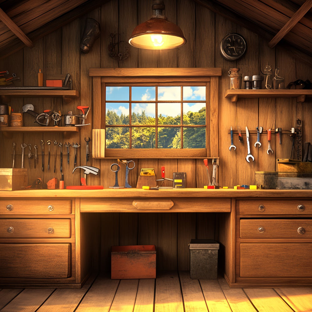 Toile de fond Fête des Pères Bois Ancien Atelier Outils CSH5-48