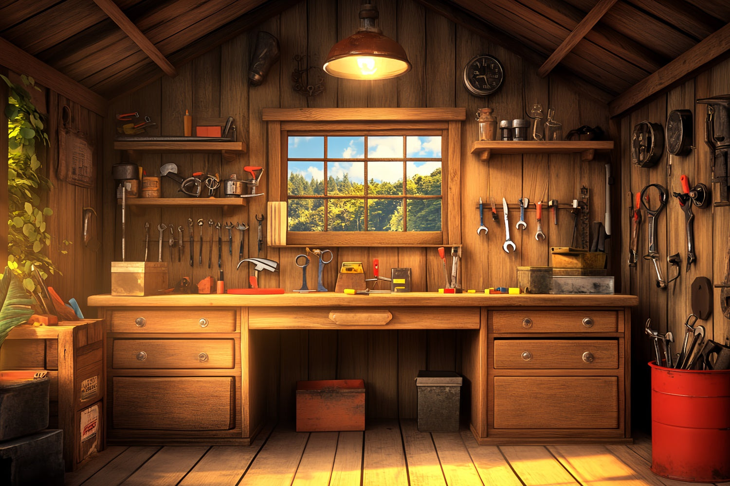 Toile de fond Fête des Pères Bois Ancien Atelier Outils CSH5-48