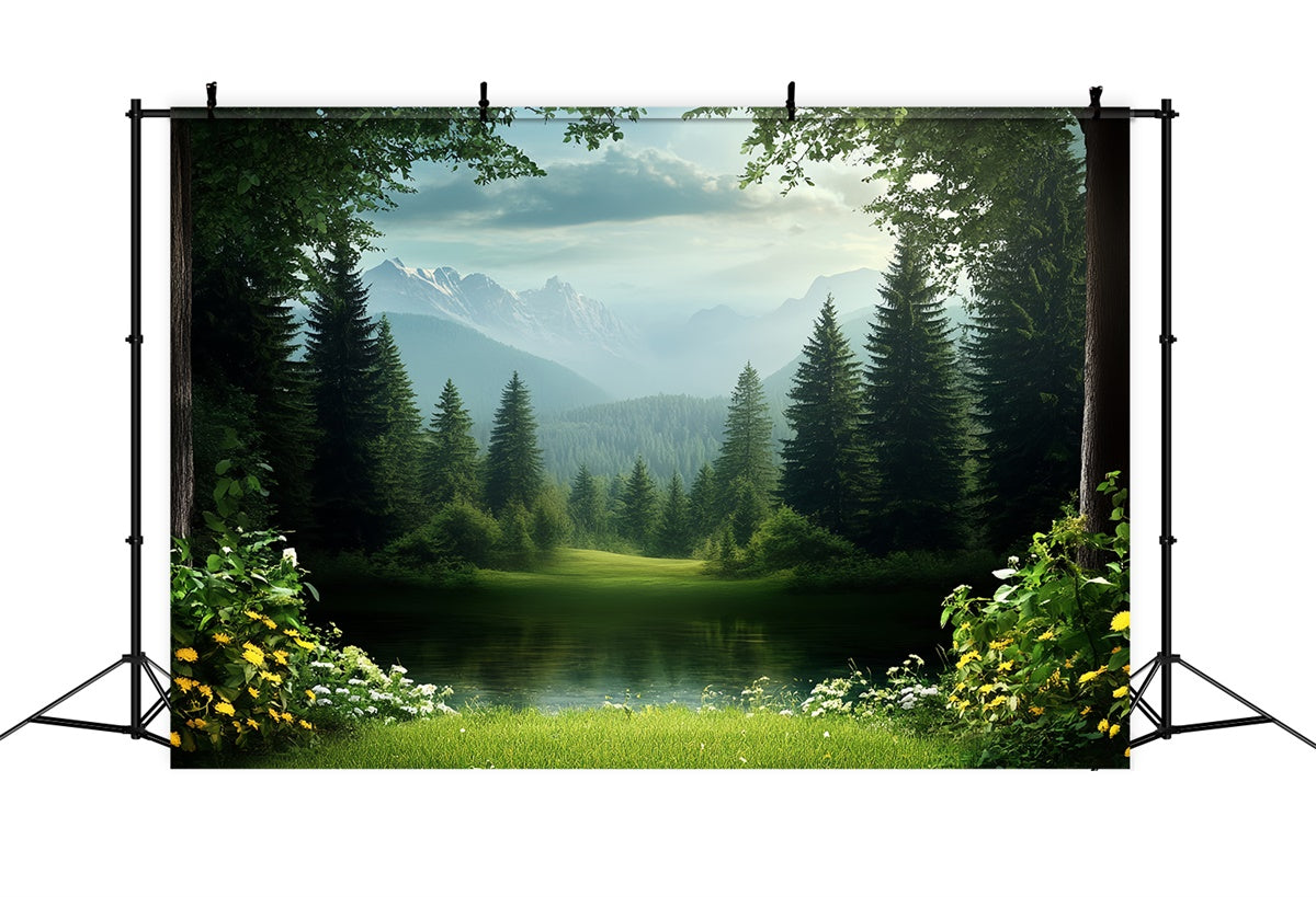 Toile de fond Fête des Pères Idées Forêt Lac Montagne CSH5-58