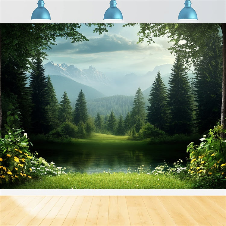 Toile de fond Fête des Pères Idées Forêt Lac Montagne CSH5-58
