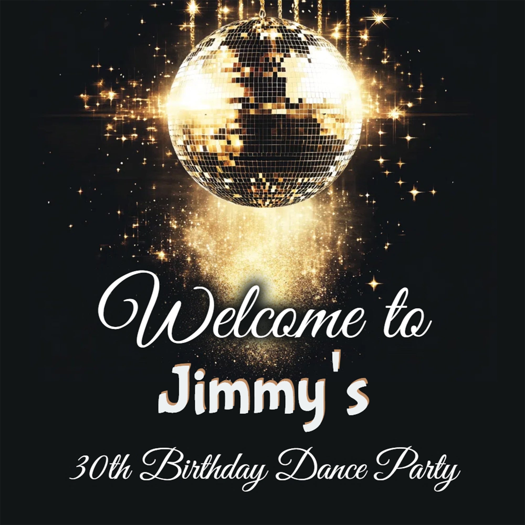 Toiles de fond Anniversaire Personnalisées Boule Disco Flottante Pluie d'Étoiles Années 70 CSH5-7